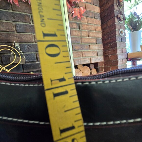 KGB Studio - Classic Black Shoulder Bag / Purse with Maroon Trim & White Stitch - Picture 8 of 14